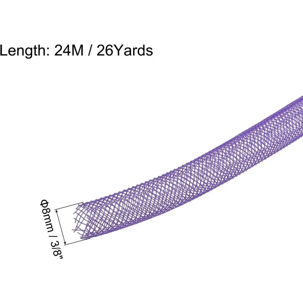 Purple 26 Yards Mesh Tube 3/8 Decor Tubing Flex for Wreaths DIY Crafts Gift Wrap